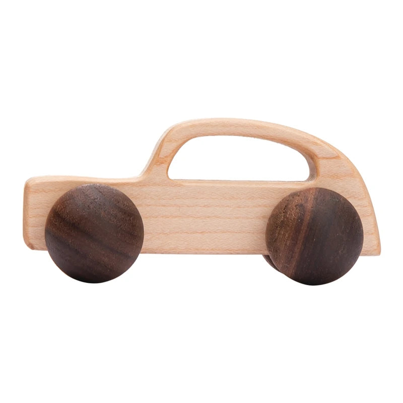 Natural Wooden Baby Toy – Animal Car Montessori Gift