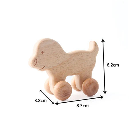 Natural Wooden Baby Toy – Animal Car Montessori Gift