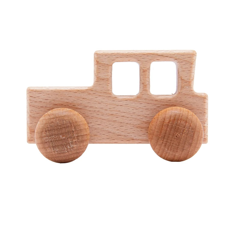 Natural Wooden Baby Toy – Animal Car Montessori Gift