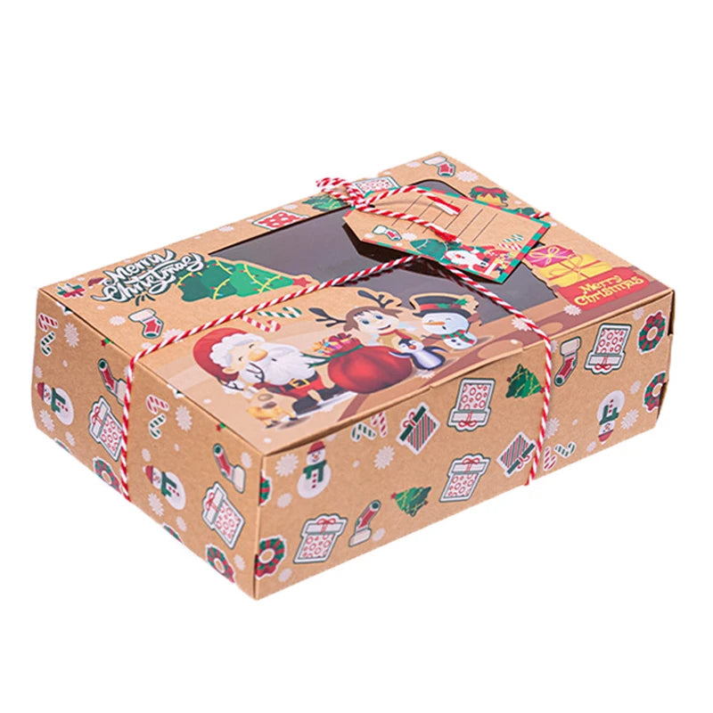 Christmas Gift Boxes with Clear Window – 3pcs Kraft Paper Packaging for DIY Gifts & Holiday Treats