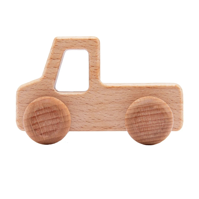 Natural Wooden Baby Toy – Animal Car Montessori Gift