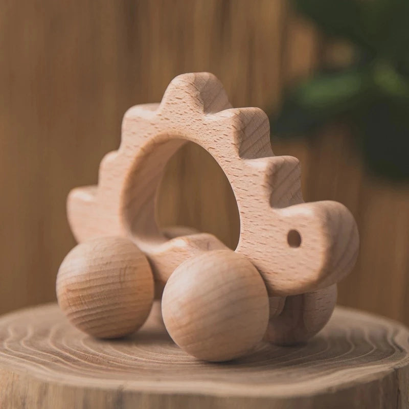Natural Wooden Baby Toy – Animal Car Montessori Gift