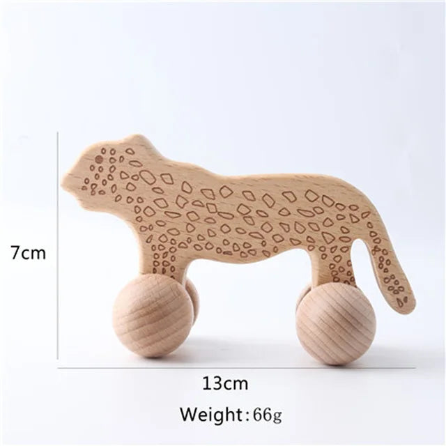 Natural Wooden Baby Toy – Animal Car Montessori Gift