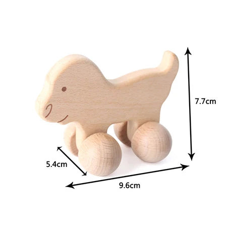 Natural Wooden Baby Toy – Animal Car Montessori Gift