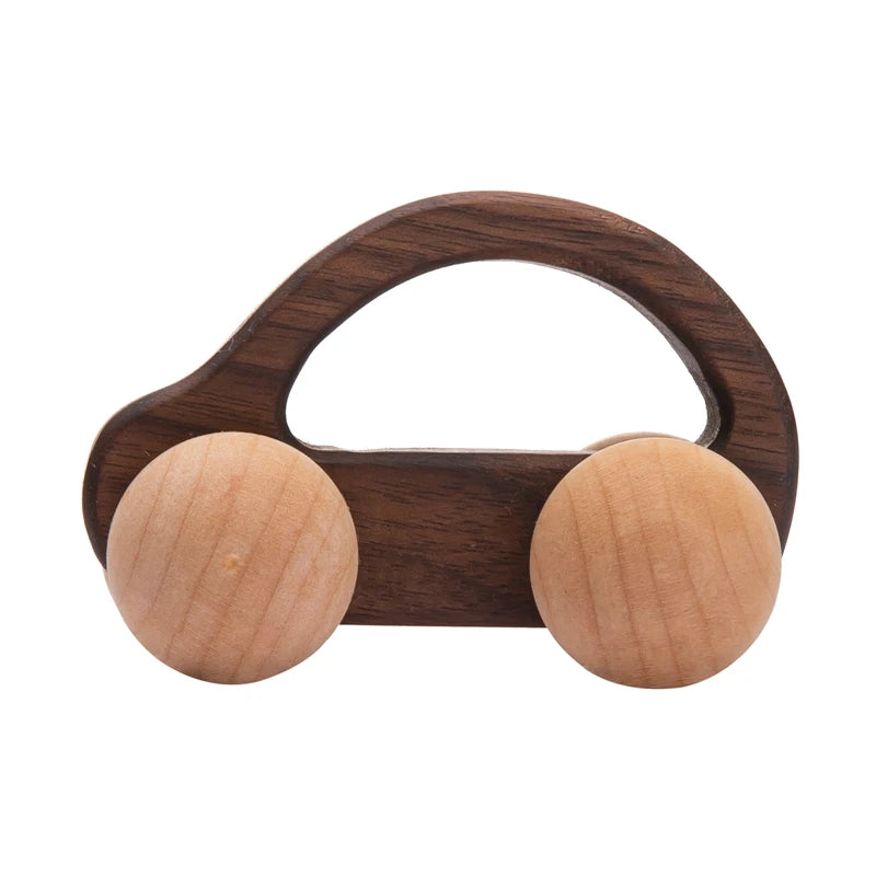 Natural Wooden Baby Toy – Animal Car Montessori Gift