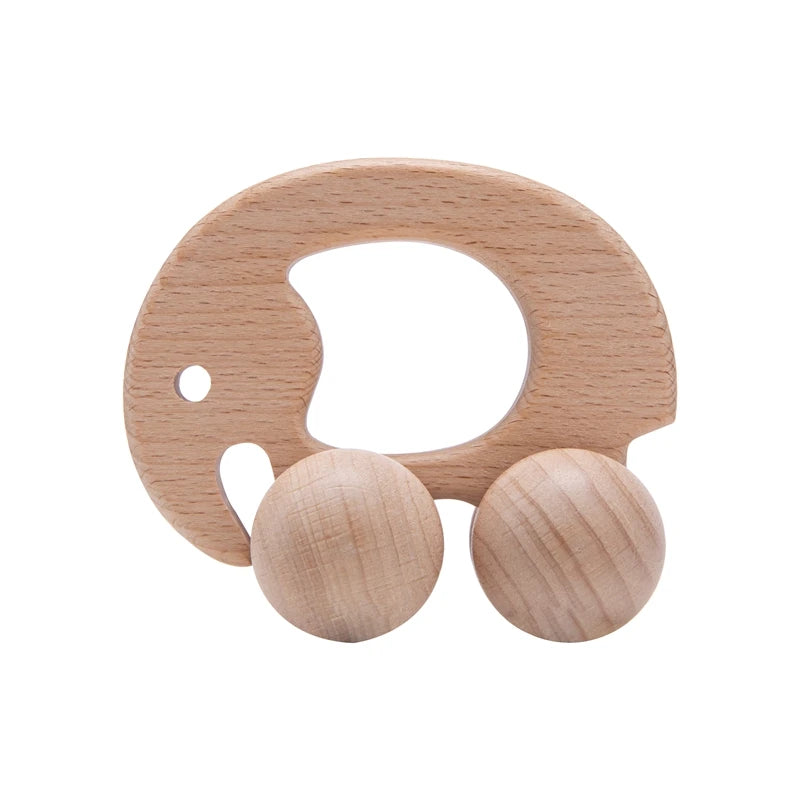 Natural Wooden Baby Toy – Animal Car Montessori Gift