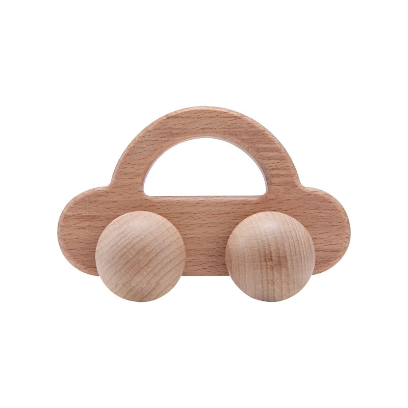 Natural Wooden Baby Toy – Animal Car Montessori Gift