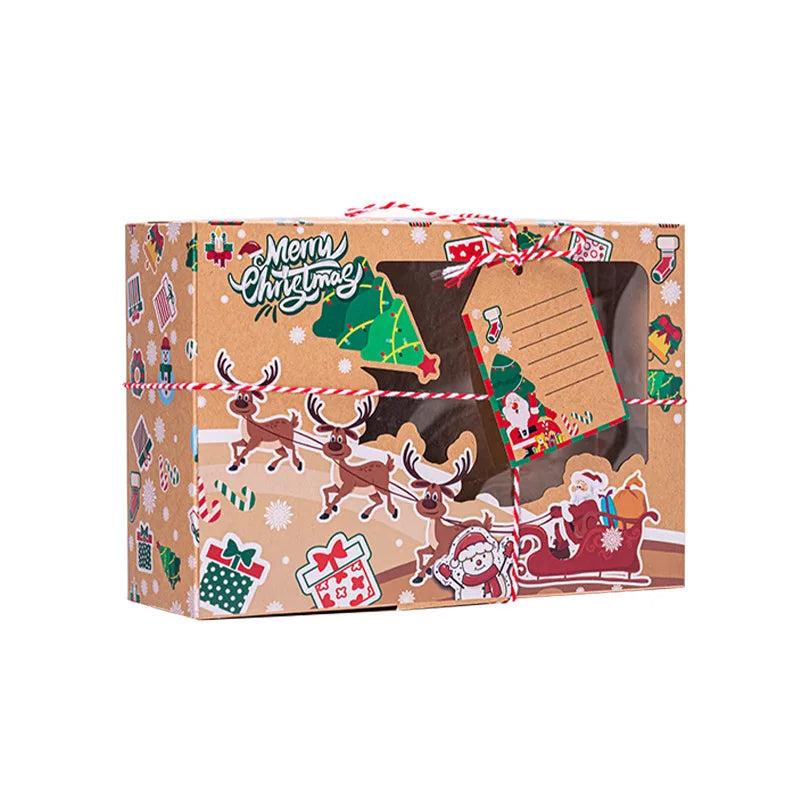 Christmas Gift Boxes with Clear Window – 3pcs Kraft Paper Packaging for DIY Gifts & Holiday Treats