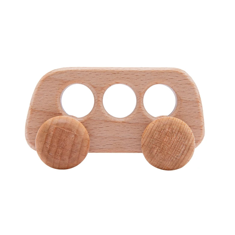 Natural Wooden Baby Toy – Animal Car Montessori Gift