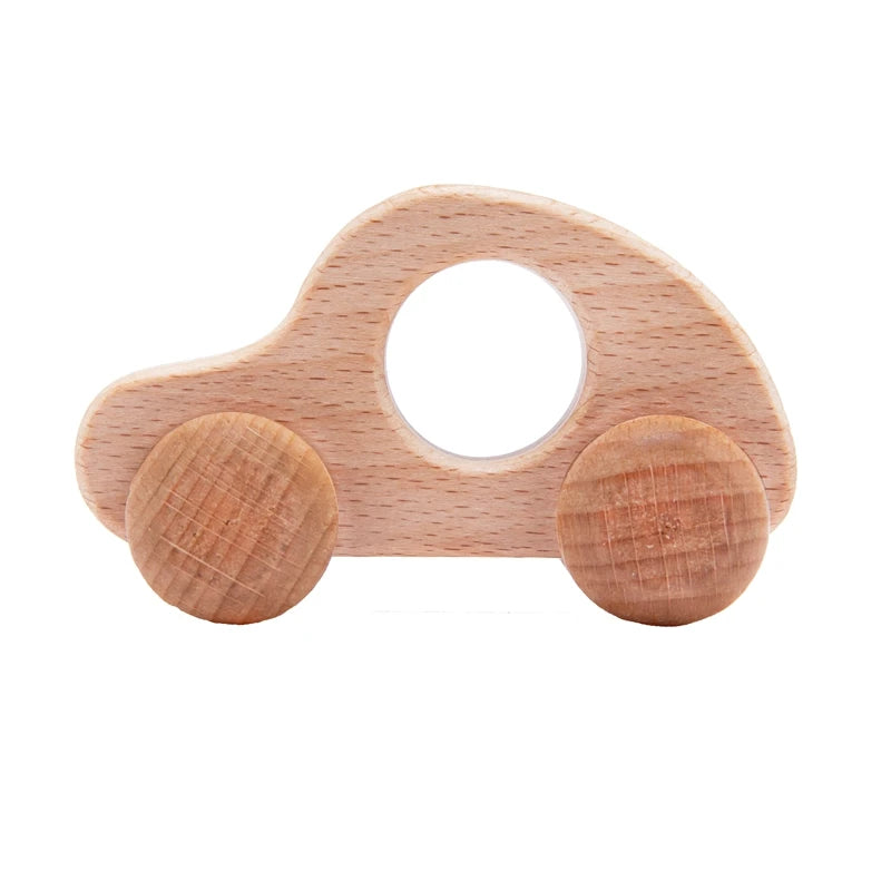 Natural Wooden Baby Toy – Animal Car Montessori Gift