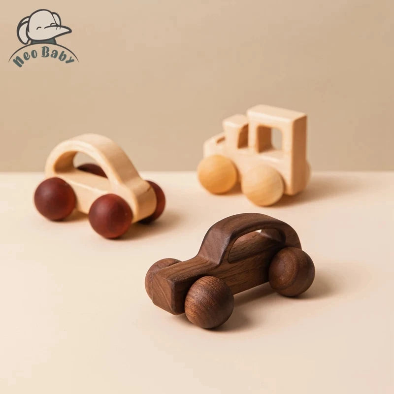 Natural Wooden Baby Toy – Animal Car Montessori Gift