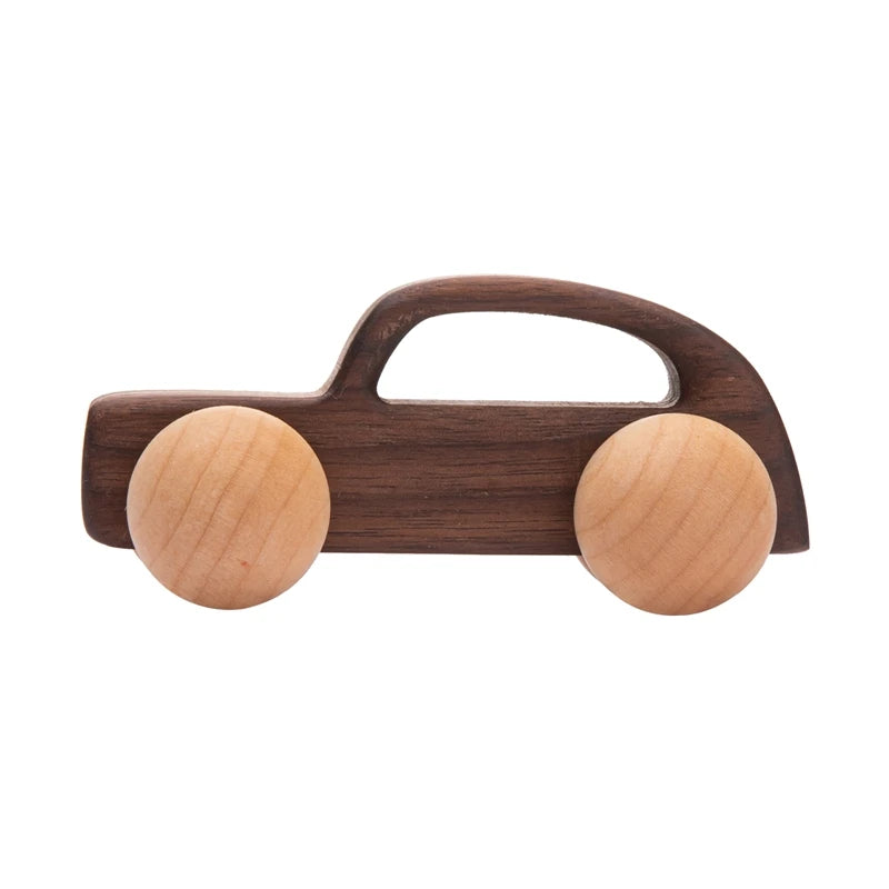 Natural Wooden Baby Toy – Animal Car Montessori Gift
