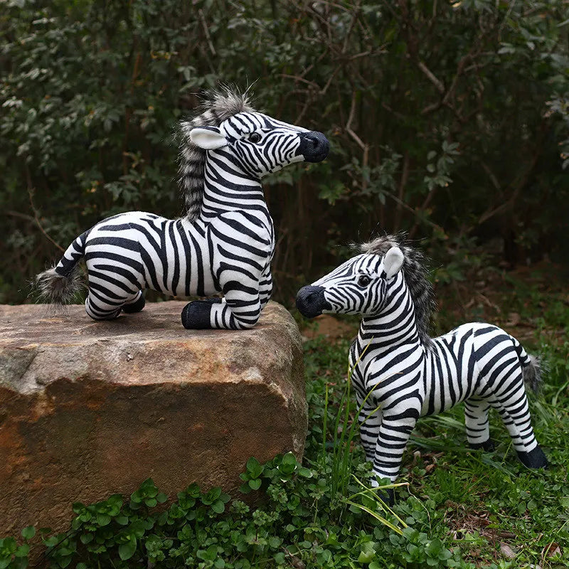 Realistic Standing Zebra Plush Toy