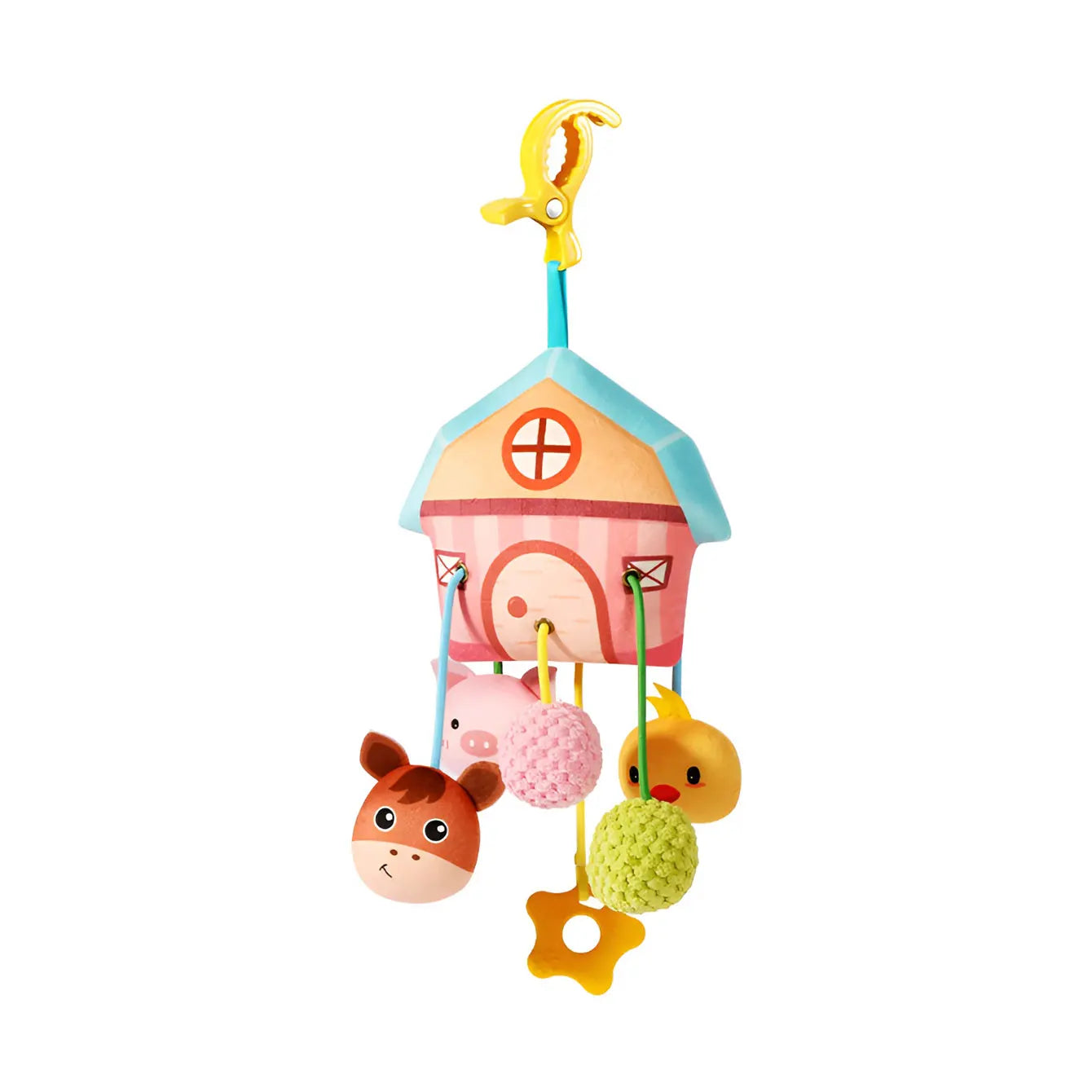Hanging Bed Bell Toy – Cartoon Teething Pendant & Rattle for Babies