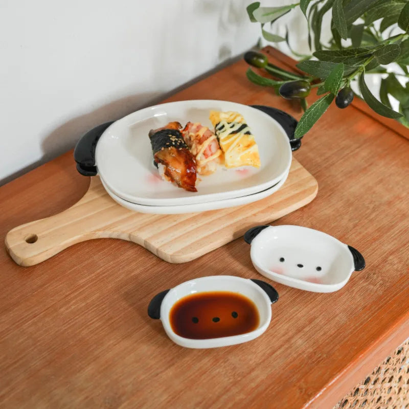 Puppy Ceramic Sushi Plate Set