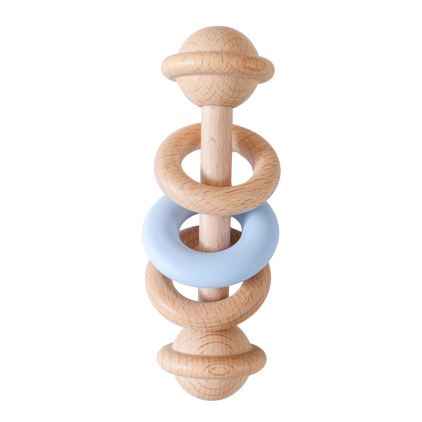 Wooden & Silicone Baby Rattle – Teething Toy for Newborns