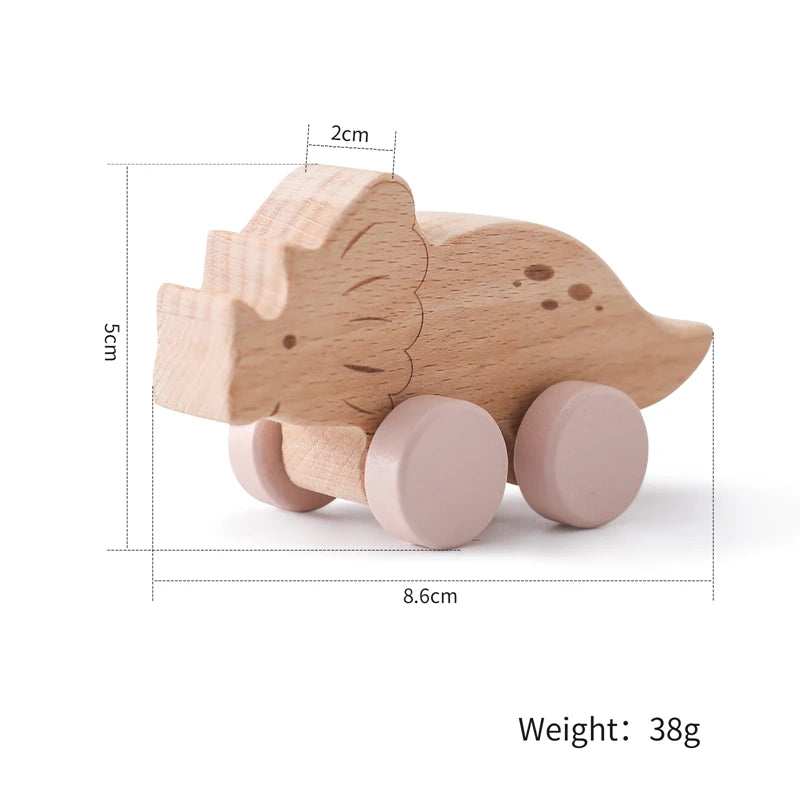 Wooden Montessori Pull Toy – Animal Night Train with Stars & Moon