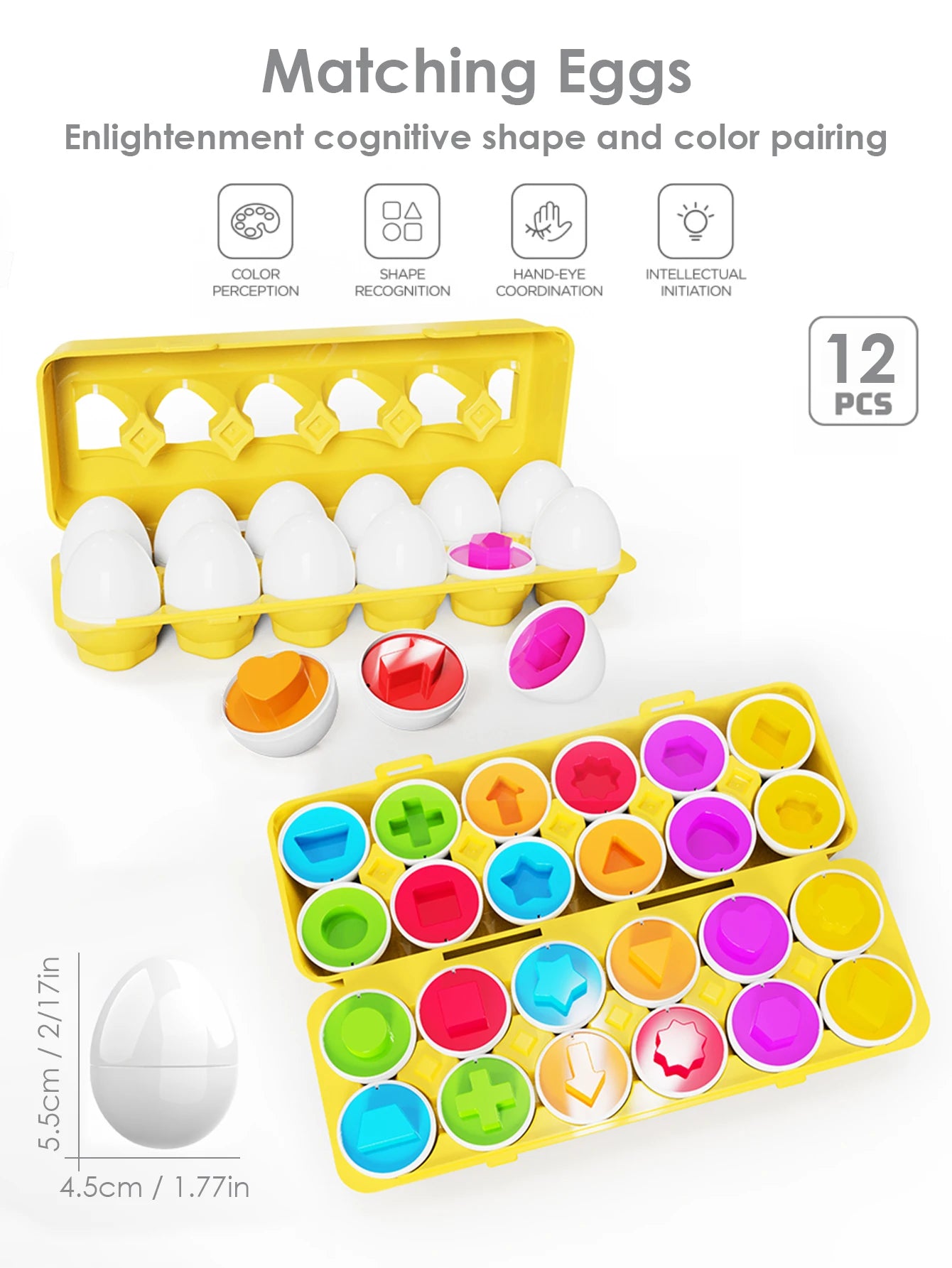 Smart Egg Matching Toy – Montessori Color & Shape Recognition Eggs (6 Pieces)