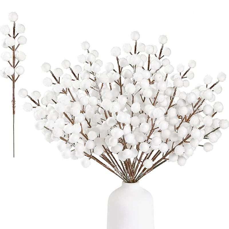 Artificial Pine Needle Branches with Red Berries