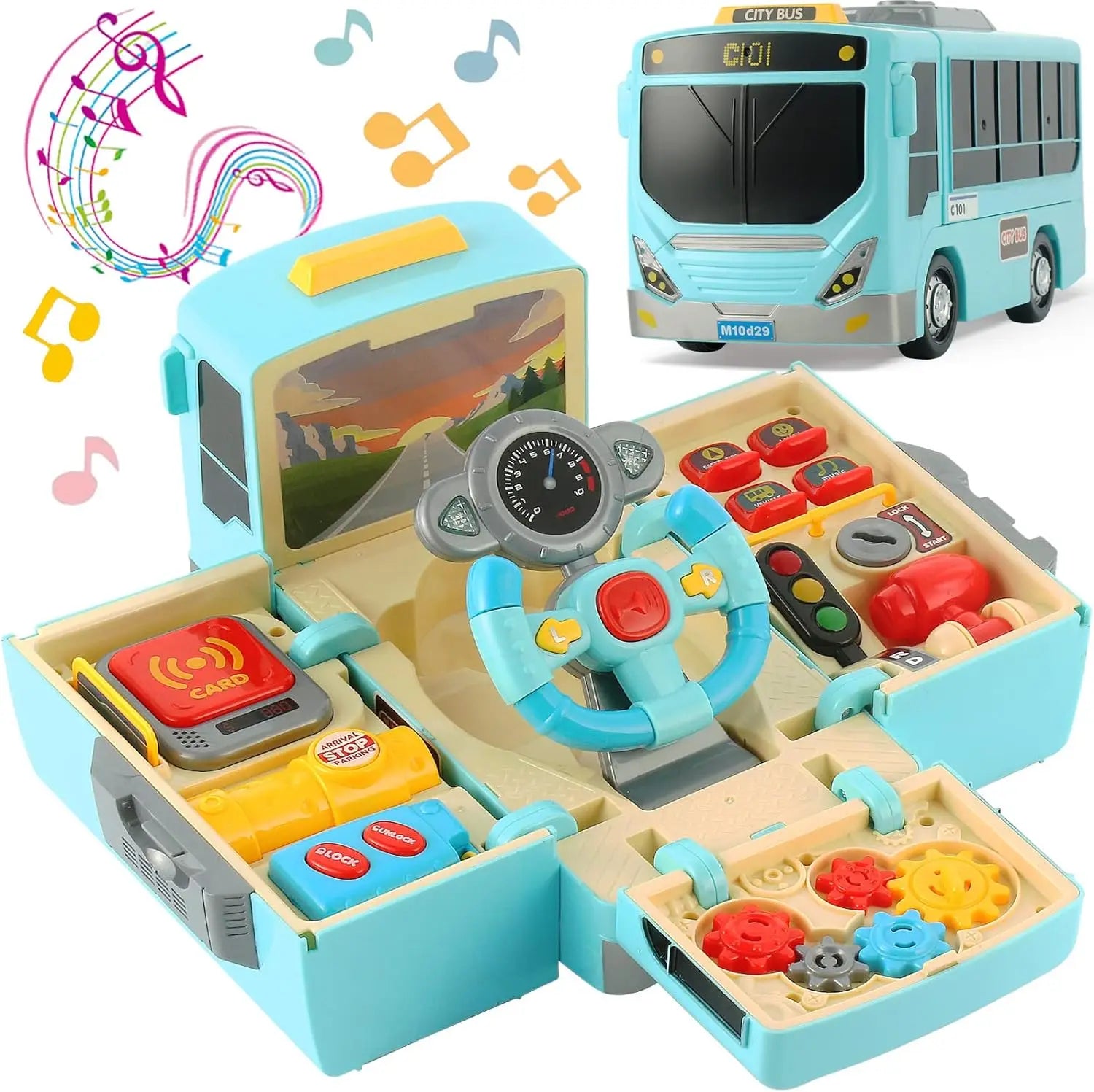 Transforming School Bus Toy – Interactive Musical Driving Toy for Kids (Lights, Sounds & Steering Wheel)