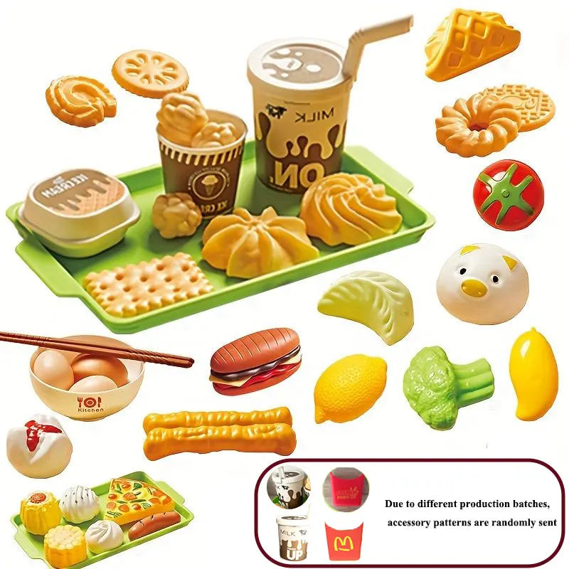 Mini Kitchen Playset – Pretend Food Hamburger & Cookie Toys for Kids