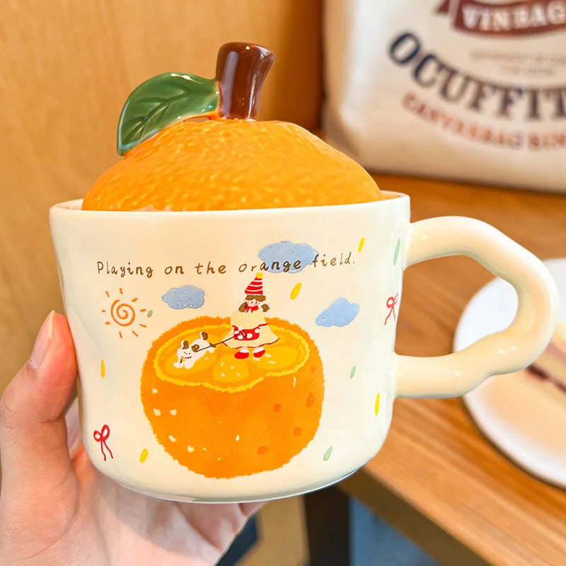 Cute Orange Cartoon Ceramic Mug