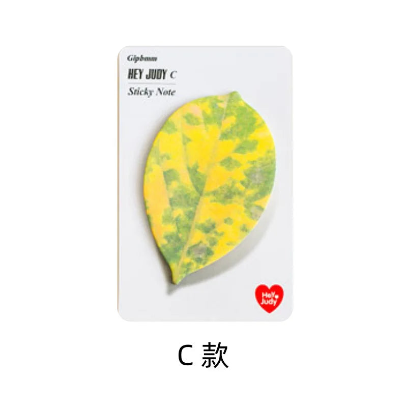 Leaf-Shaped Sticky Notes – Cute Stationery Memo Pad