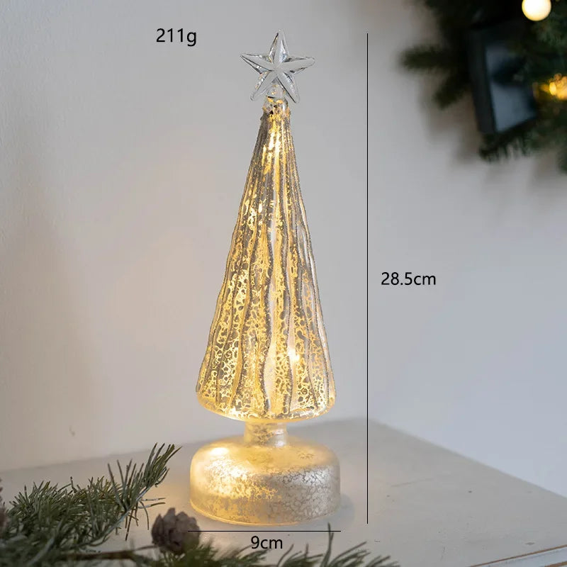 Glass Christmas Tree Ornament with LED Light