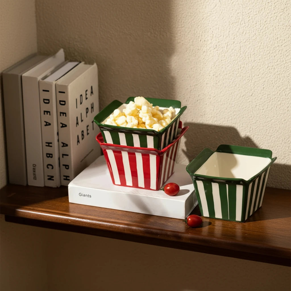 Pop Corn Creative Square Ceramic Bowl