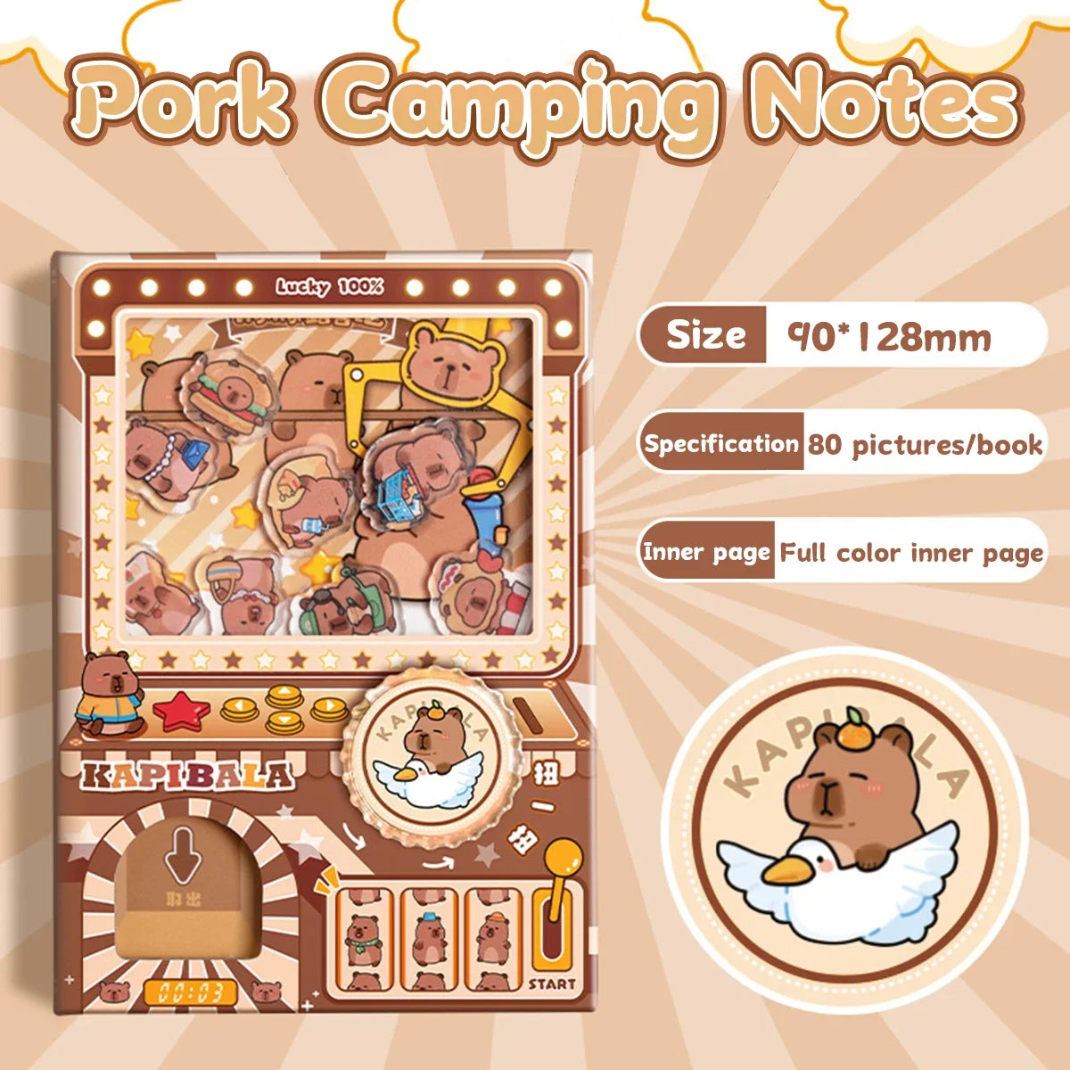 Kawaii Capybara Notebook – Cute Stress Relief Journal for Students