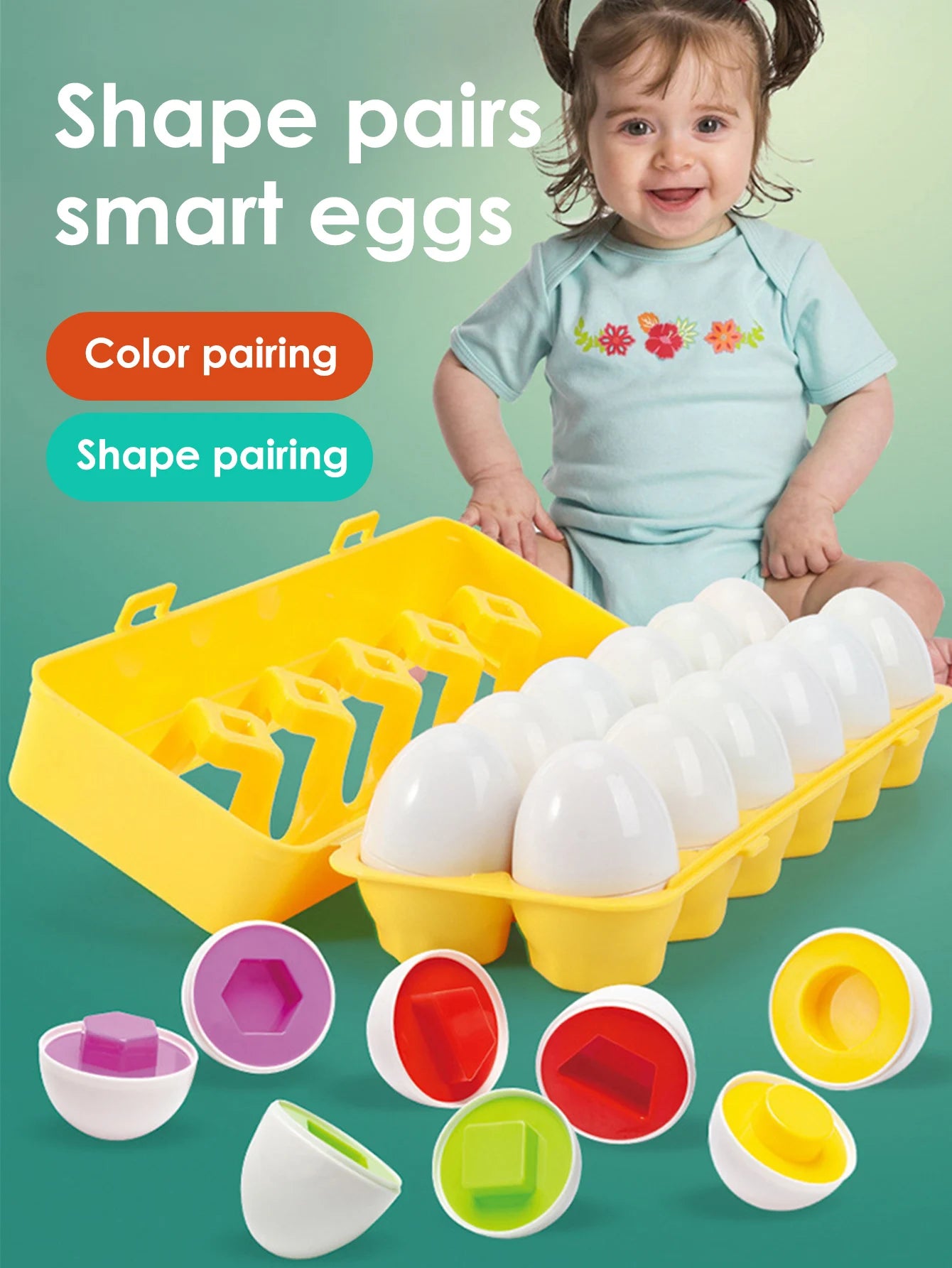 Smart Egg Matching Toy – Montessori Color & Shape Recognition Eggs (6 Pieces)