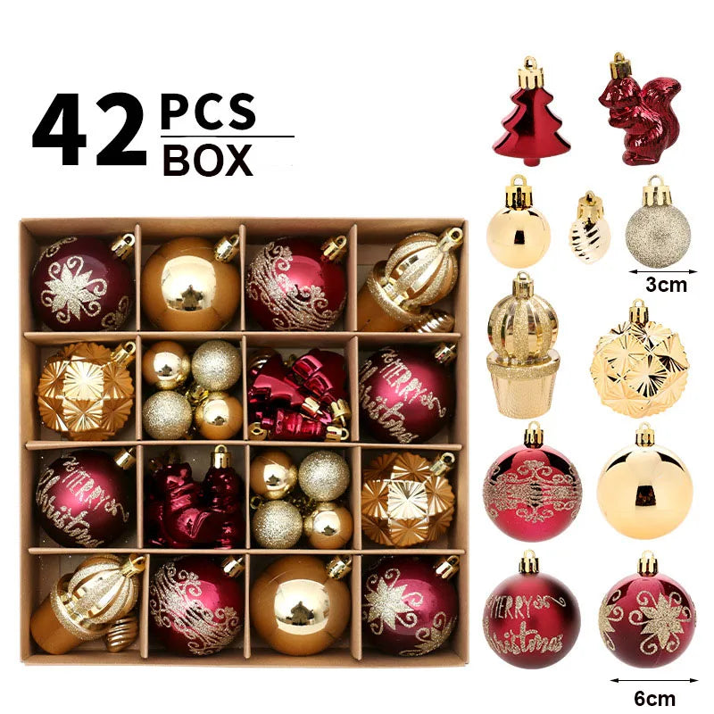 Christmas Tree Ornaments – Red, Gold & Green Set