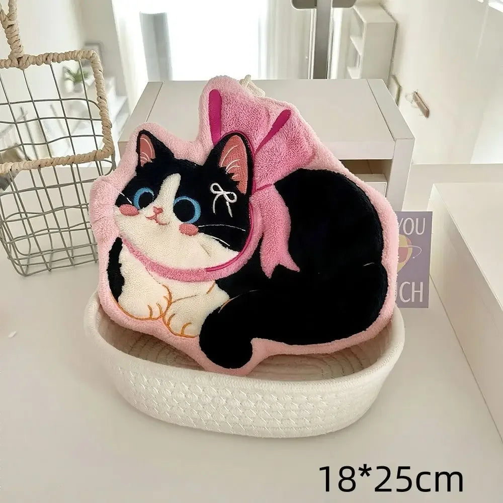 Cute Cat Coral Fleece Hand Towel