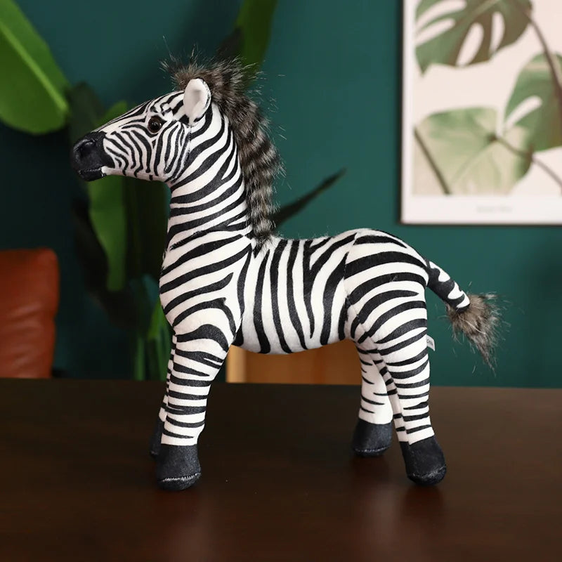 Realistic Standing Zebra Plush Toy