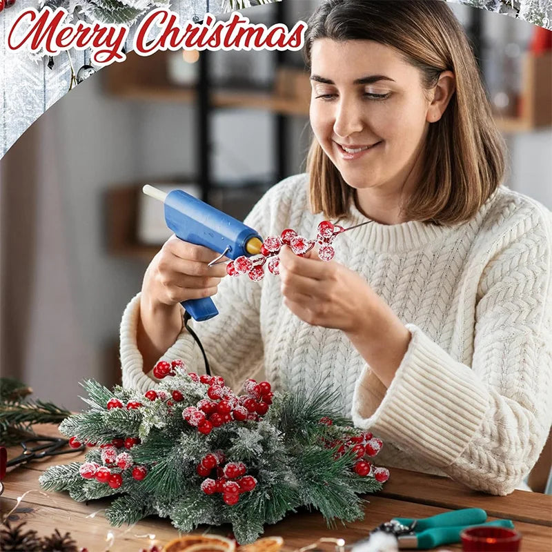 Artificial Pine Needle Branches with Red Berries