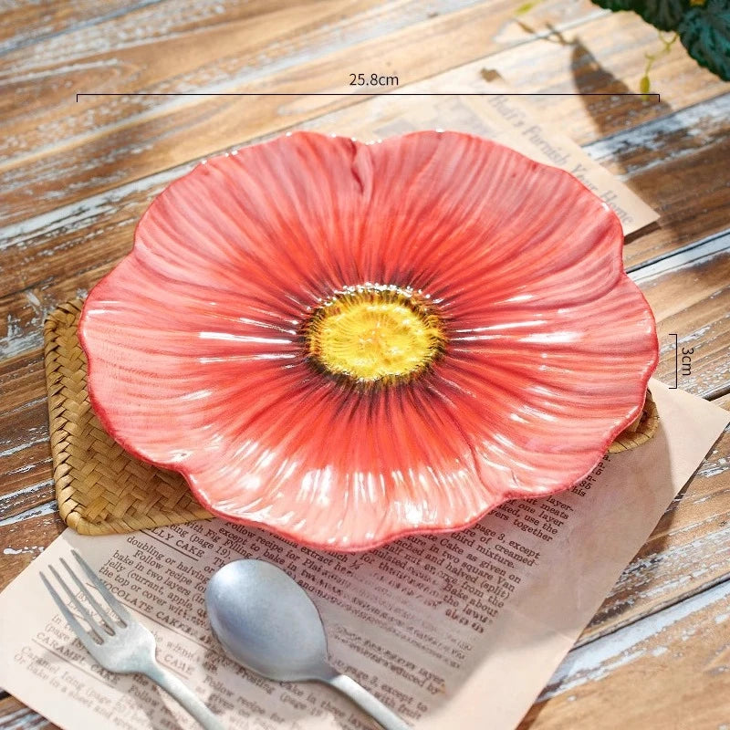 Assiette à légumes à fleurs, assiette à manger haut de gamme et belle pour un usage domestique, assiette à gâteaux et desserts exquise