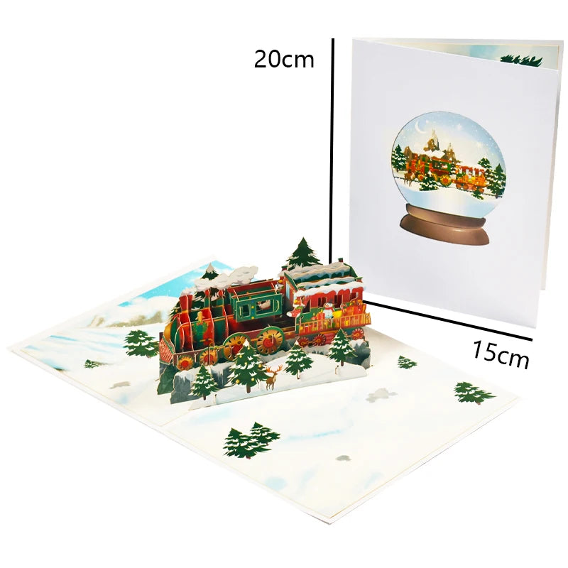 Autocollants de cartes de joyeux Noël découpés au laser, cartes pop-up, arbre de Noël, cadeau d'hiver, décoration de nouvel an, cartes de vministériels x