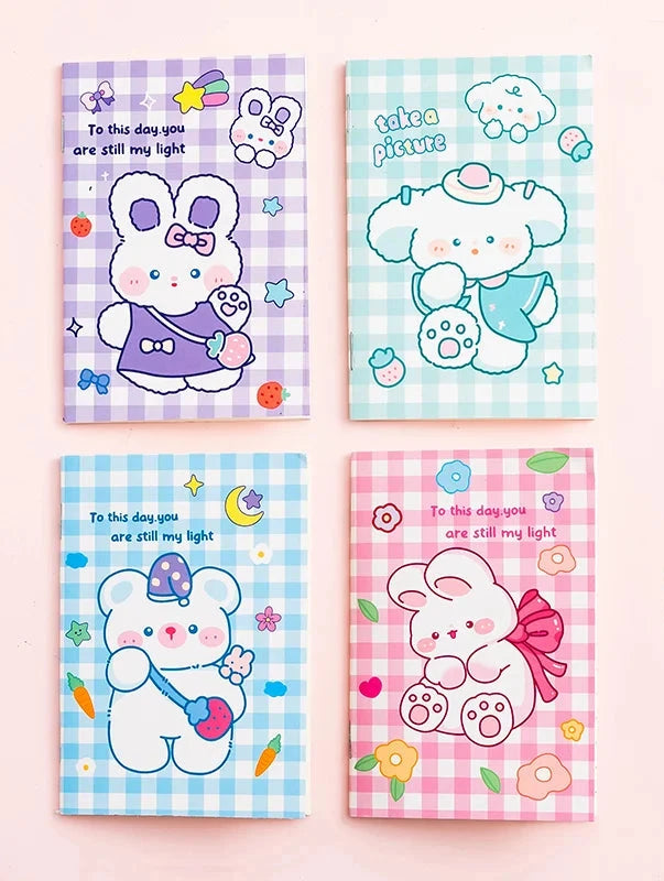 Mini Pocket Notebook – Cute Cartoon Memo Pad (4 Books / 1 Piece)