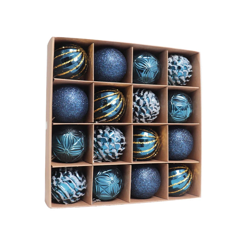 Nouveaux ornements de noël 6CM/16 pièces, ensemble de boules de noël peintes en plastique galvanisé, décorations d'arbre de noël