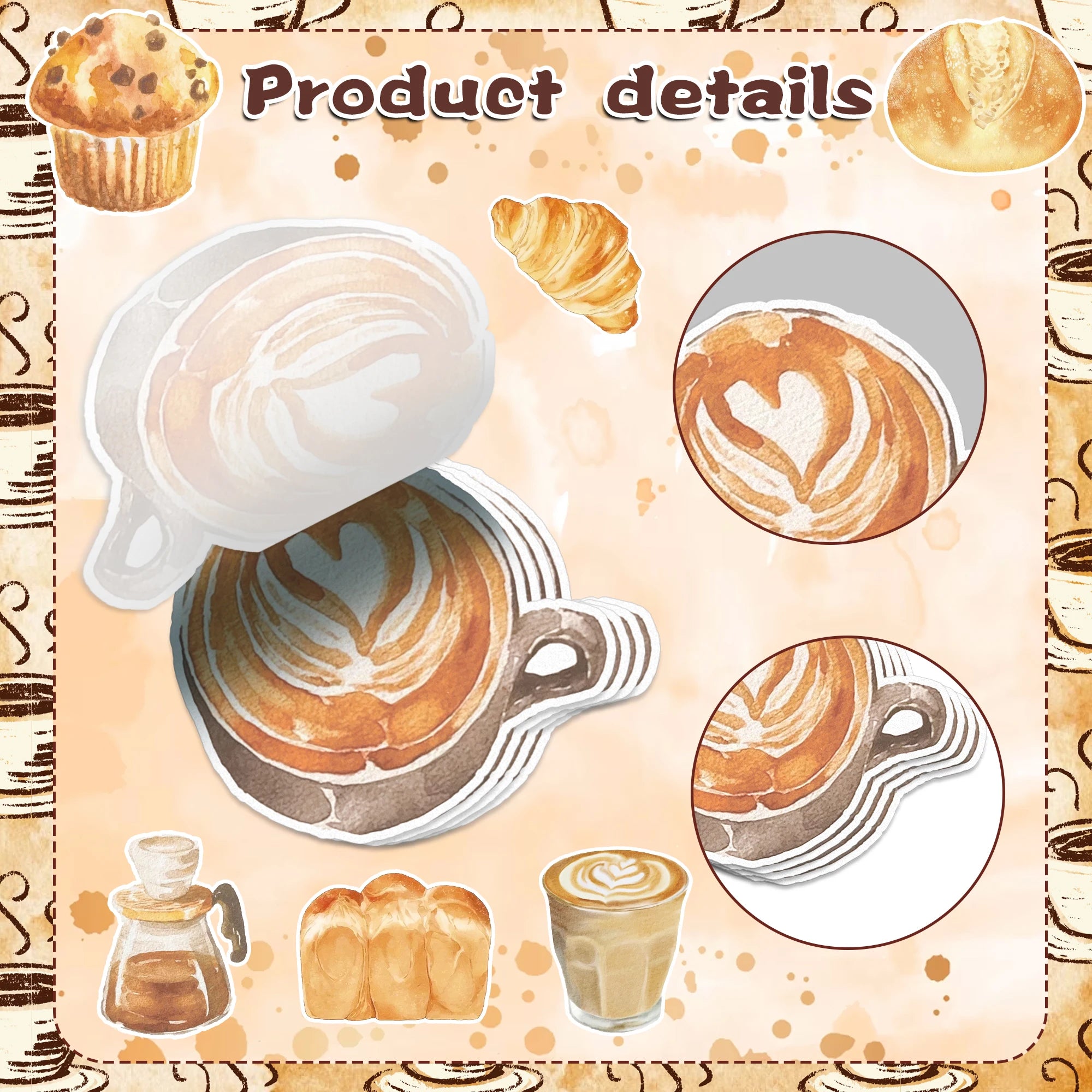 Coffee-Themed Sticky Notes Set – Aesthetic Memo Pads Collection