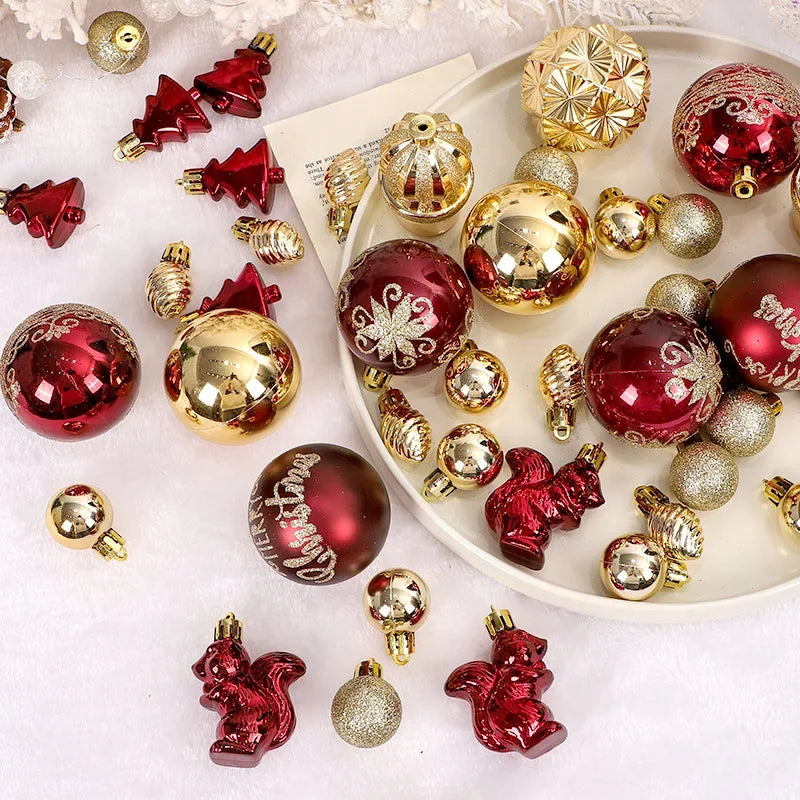 Christmas Tree Ornaments – Red, Gold & Green Set