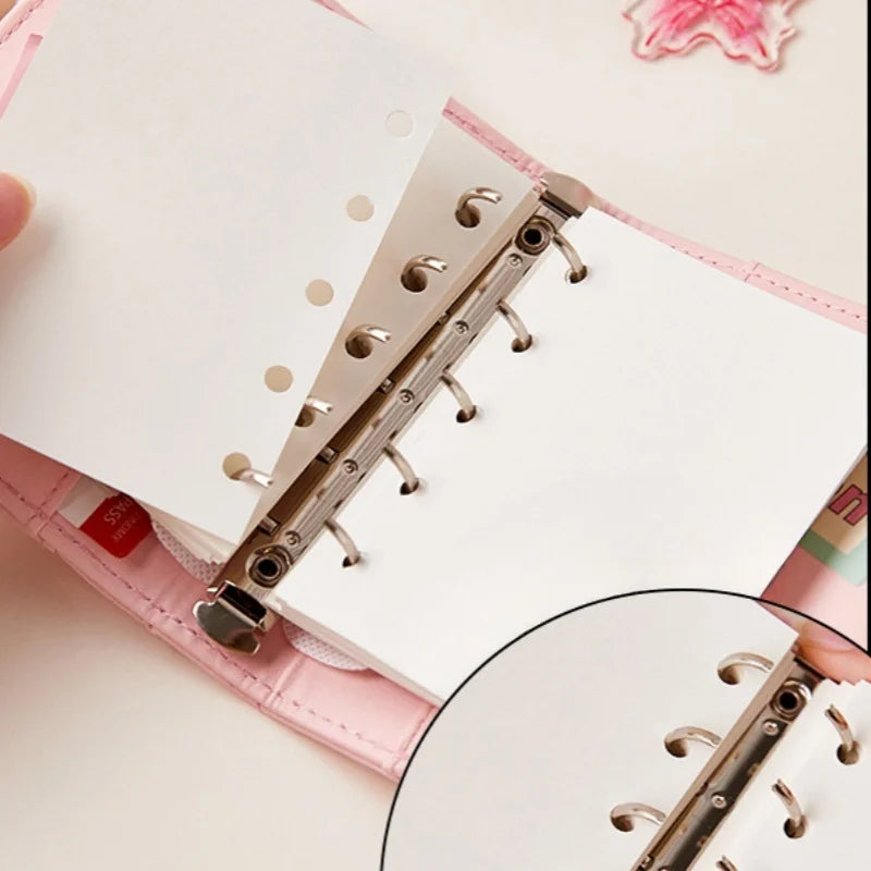 Korean Pink Heart Ring Binder – M5 Mini Journal & KPOP Scrapbook