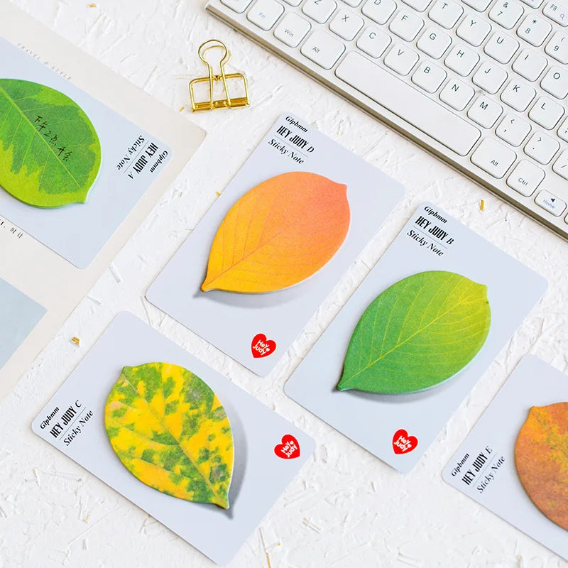 Leaf-Shaped Sticky Notes – Cute Stationery Memo Pad