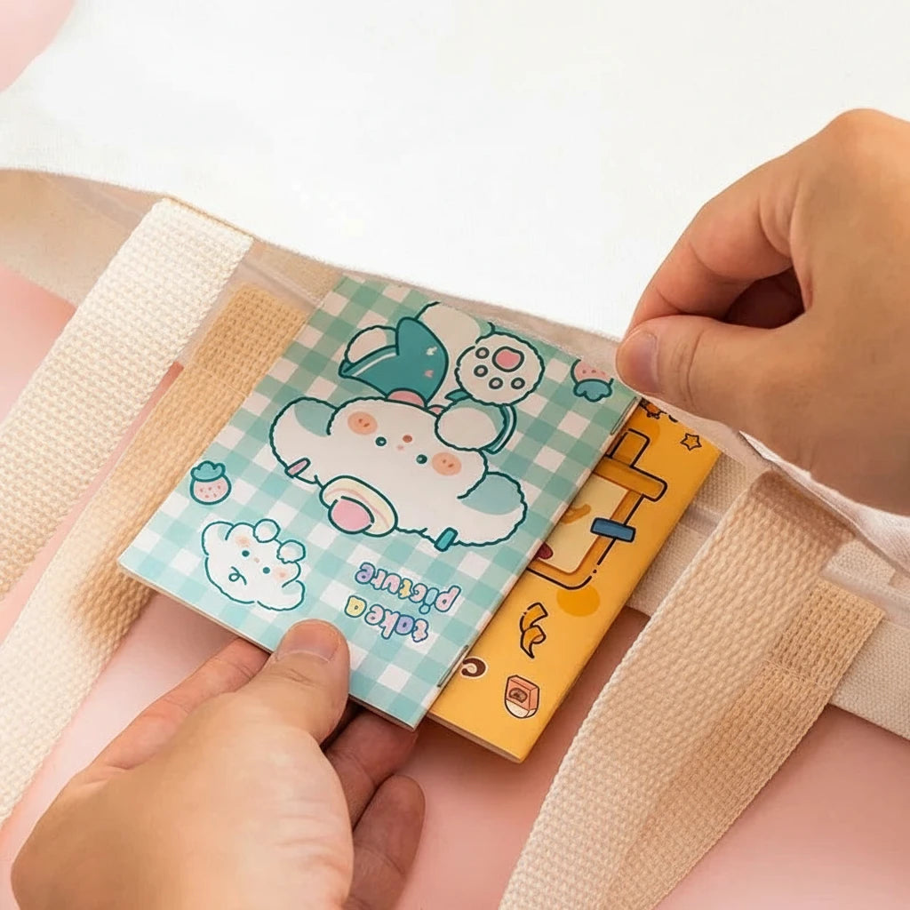 Mini Pocket Notebook – Cute Cartoon Memo Pad (4 Books / 1 Piece)