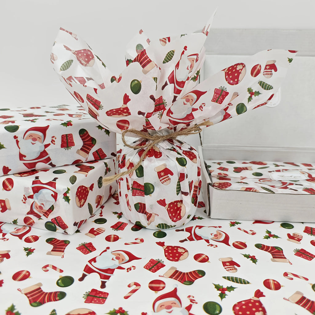 Christmas Patterned Tissue Paper – 10/20 Sheets Gift Wrapping Paper