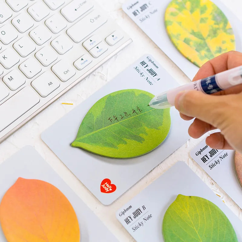 Leaf-Shaped Sticky Notes – Cute Stationery Memo Pad