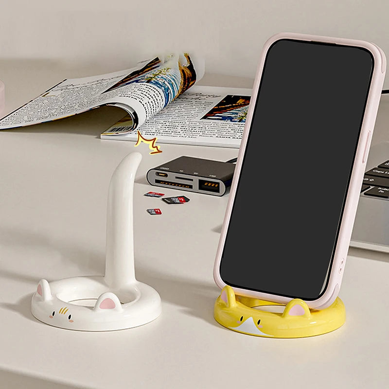Cute Cat Phone Holder – Creative Mini Desk Stand