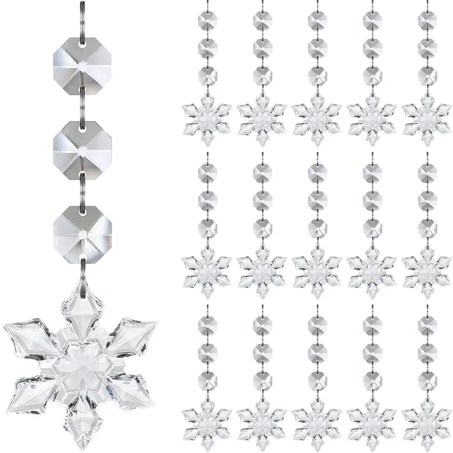 Crystal Snowflake Ornaments Set of 10 / 20 / 30