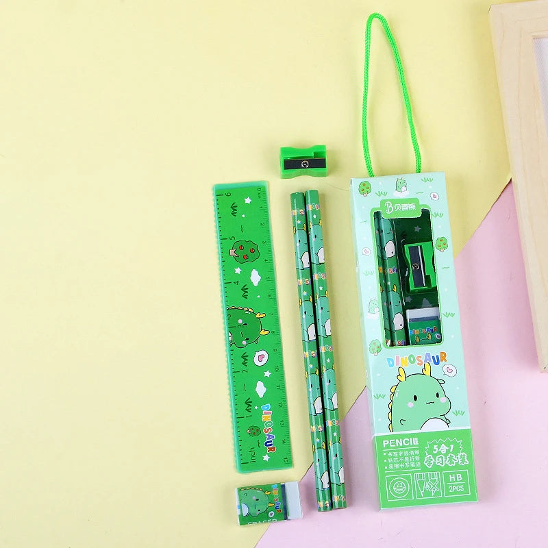 Cartoon Stationery Set for Kids – 5-in-1 Cute School Supplies Kit