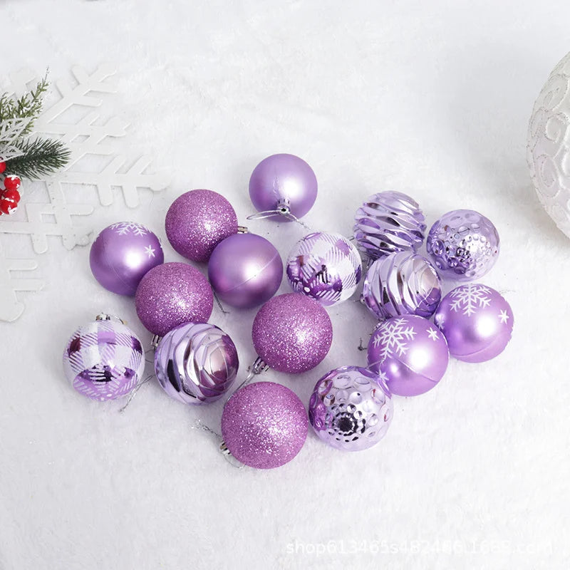 Nouveaux ornements de noël 6CM/16 pièces, ensemble de boules de noël peintes en plastique galvanisé, décorations d'arbre de noël